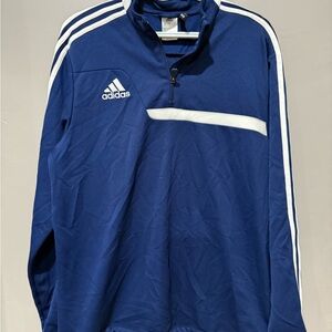 Adidas Men's Navy Windbreaker with White Stripes